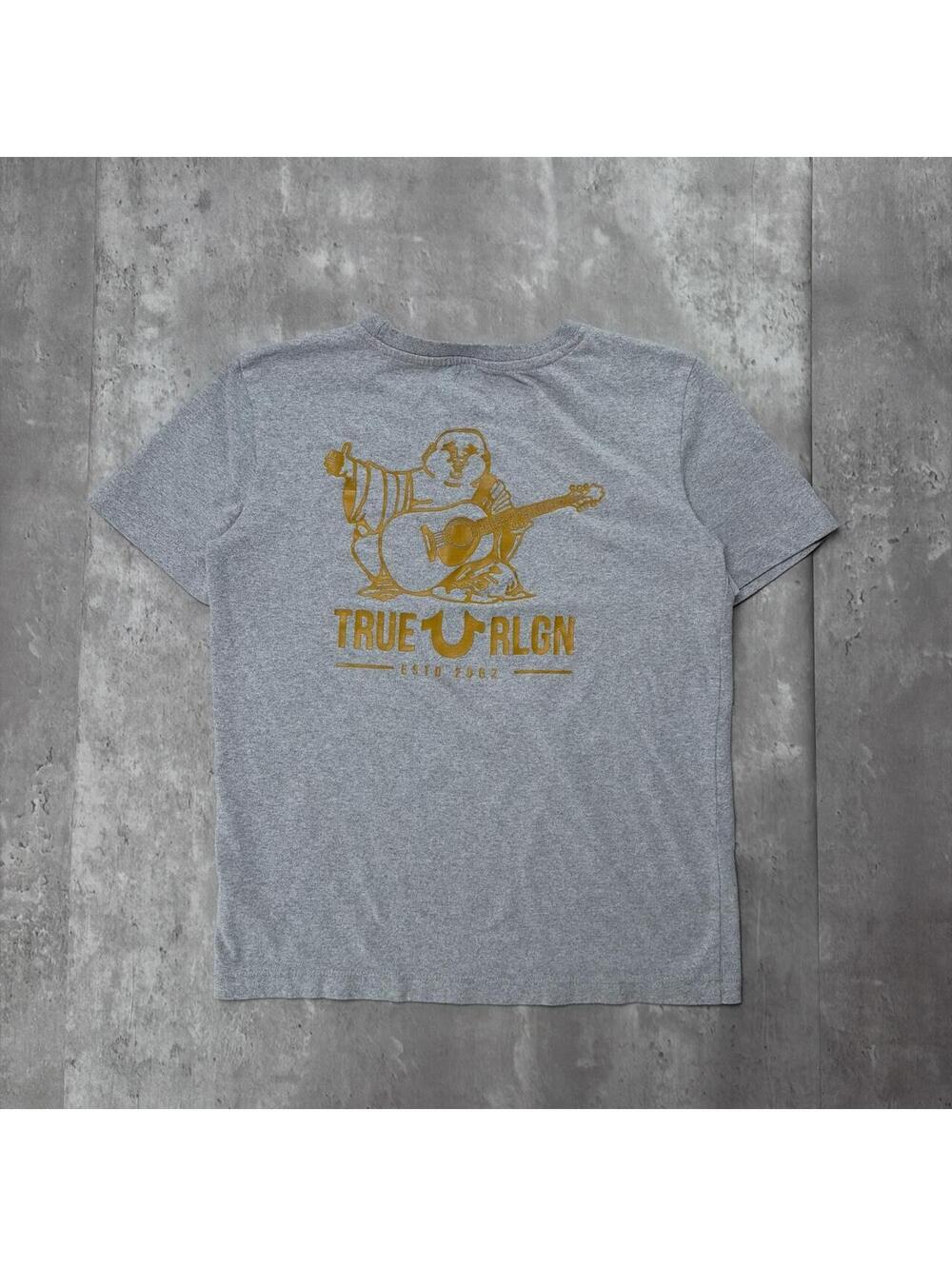 Y2K Grey True Religion Grunge Skater T-Shirt